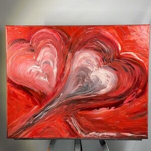 Romantic Hearts Painting Original Artwork Medium Wall Decor